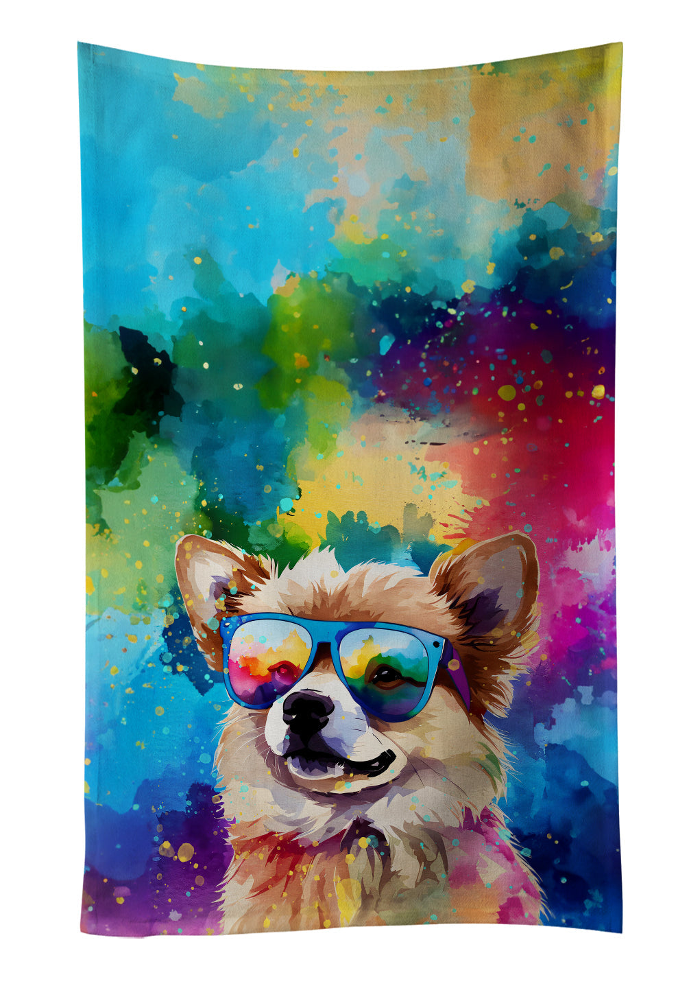 Pomeranian Hippie Dawg Kitchen Towel Velour Plush Front and Cotton Loop Back Machine Washable