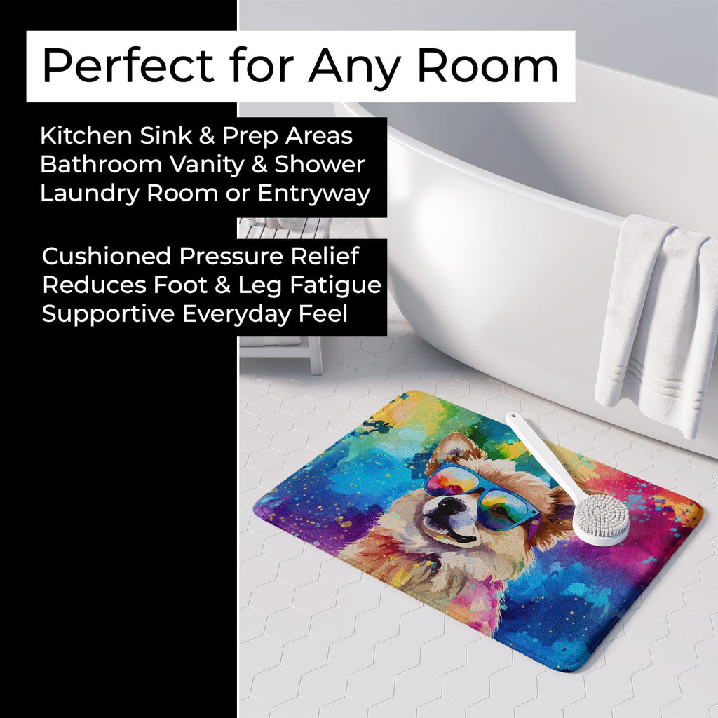 Pomeranian Hippie Dawg Memory Foam Kitchen Mat Machine Washable Anti-Fatigue Cushion Comfort Bath or Kitchen Rug
