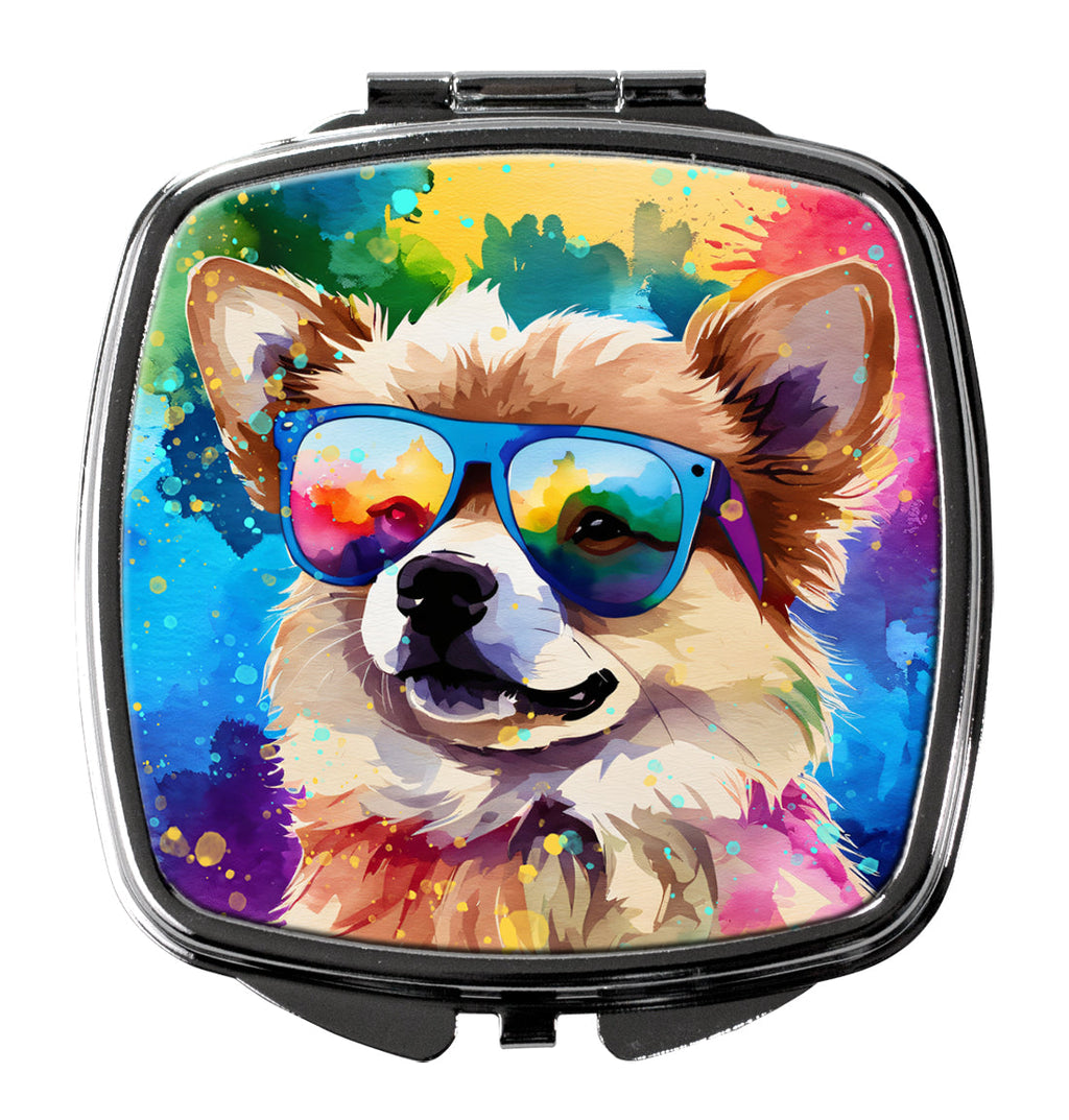 Pomeranian Hippie Dawg Compact Mirror Decorative Travel Makeup Mirror for Women Girls Gifts Pocket Makeup Mirror Folding Handheld
