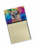 Pomeranian Hippie Dawg Watercolor Sticky Note Holder Refillable Dispenser Desk Accessory 3x3 Pad Gift