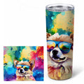 Pomeranian Hippie Dawg Stainless Steel Skinny Tumbler 20 oz Vacuum Double Walled Reusable Insulated Travel Cup