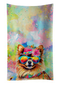 Pomeranian Hippie Dawg Kitchen Towel Velour Plush Front and Cotton Loop Back Machine Washable