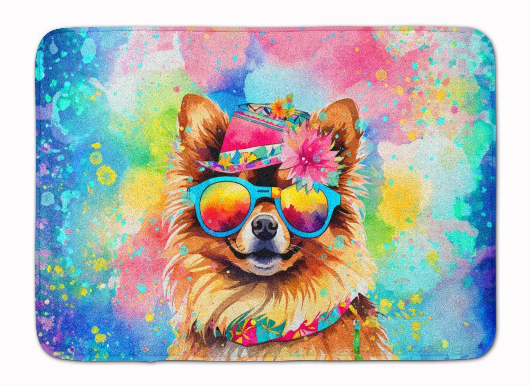 Pomeranian Hippie Dawg Memory Foam Kitchen Mat Machine Washable Anti-Fatigue Cushion Comfort Bath or Kitchen Rug