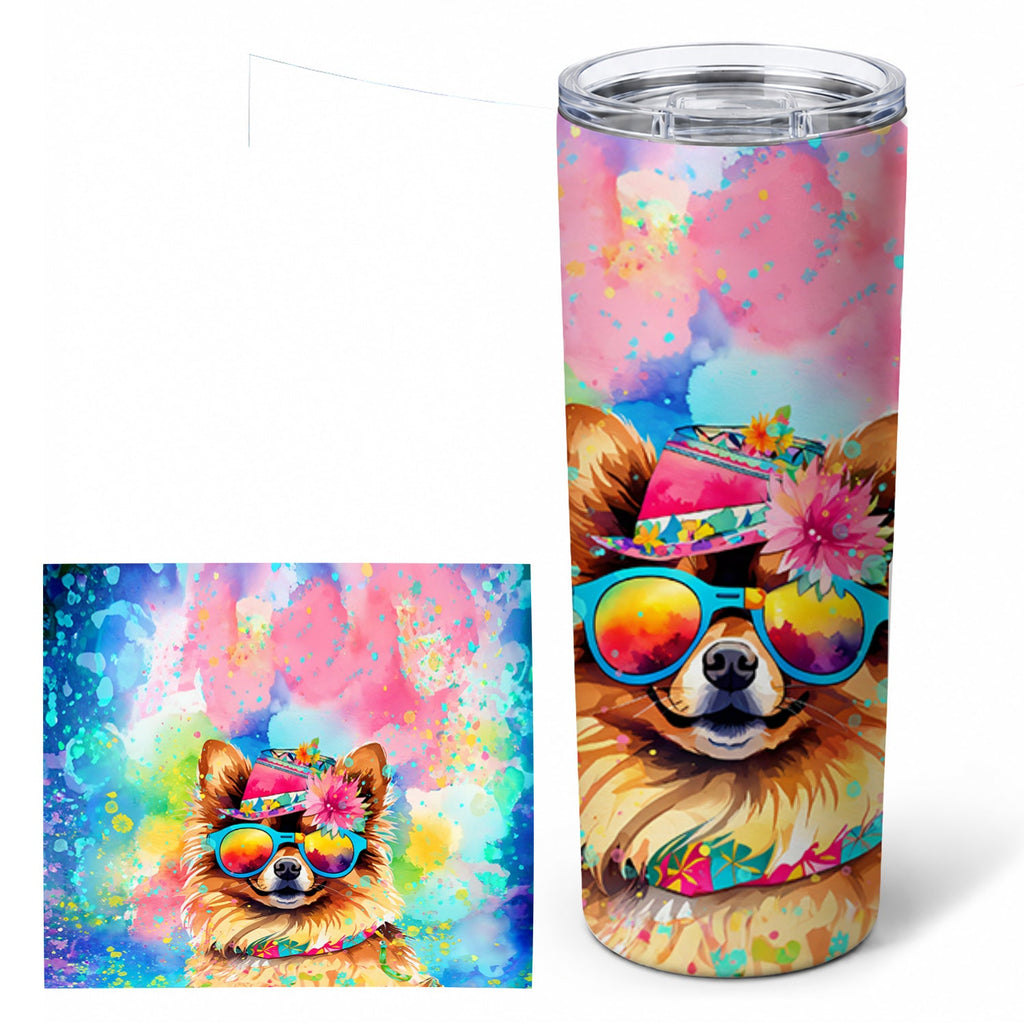 Pomeranian Hippie Dawg Stainless Steel Skinny Tumbler 20 oz Vacuum Double Walled Reusable Insulated Travel Cup