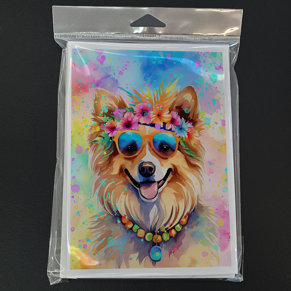 Pomeranian Hippie Dawg Greeting Cards Pack of 8 Blank Cards with Envelopes Whimsical A7 Size 5x7