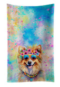 Pomeranian Hippie Dawg Kitchen Towel Velour Plush Front and Cotton Loop Back Machine Washable