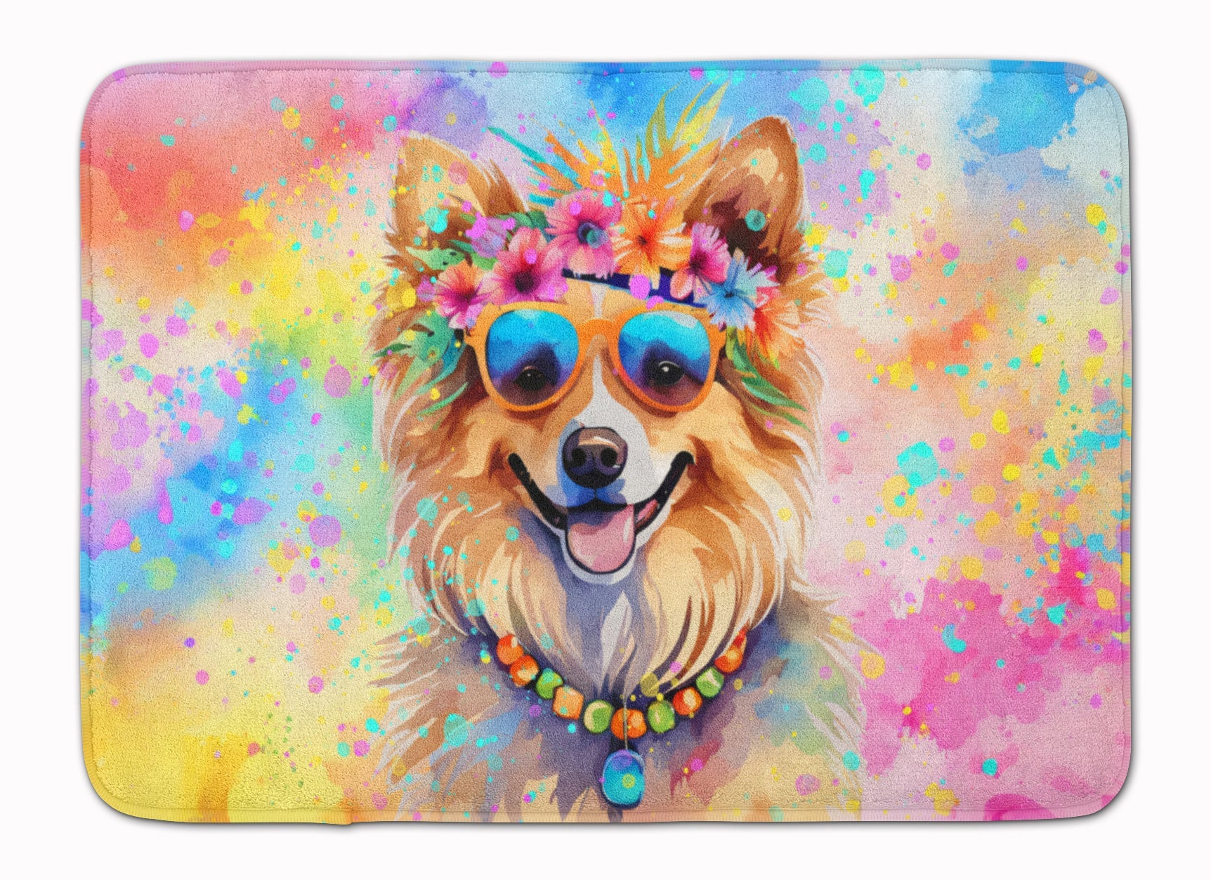 Pomeranian Hippie Dawg Memory Foam Kitchen Mat Machine Washable Anti-Fatigue Cushion Comfort Bath or Kitchen Rug