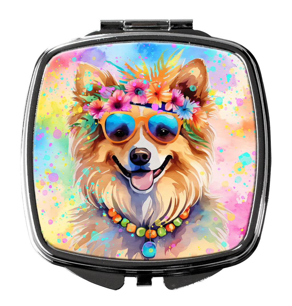 Pomeranian Hippie Dawg Compact Mirror Decorative Travel Makeup Mirror for Women Girls Gifts Pocket Makeup Mirror Folding Handheld
