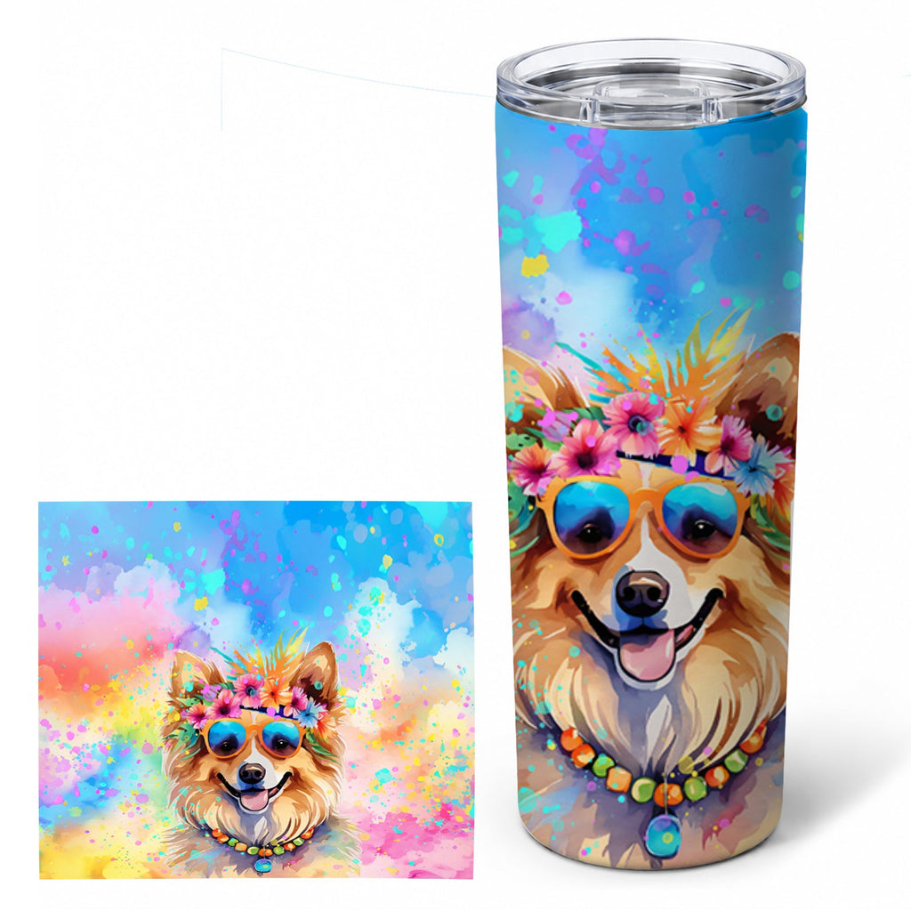 Pomeranian Hippie Dawg Stainless Steel Skinny Tumbler 20 oz Vacuum Double Walled Reusable Insulated Travel Cup