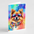 Pomeranian Hippie Dawg Greeting Cards Pack of 8 Blank Cards with Envelopes Whimsical A7 Size 5x7