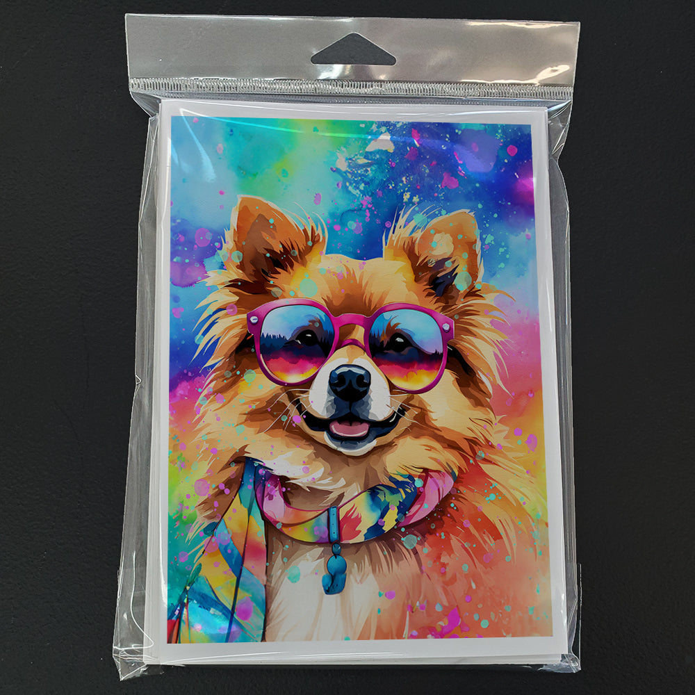 Pomeranian Hippie Dawg Greeting Cards Pack of 8 Blank Cards with Envelopes Whimsical A7 Size 5x7