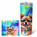 Pomeranian Hippie Dawg Stainless Steel Skinny Tumbler 20 oz Vacuum Double Walled Reusable Insulated Travel Cup