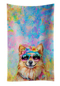 Pomeranian Hippie Dawg Kitchen Towel Velour Plush Front and Cotton Loop Back Machine Washable