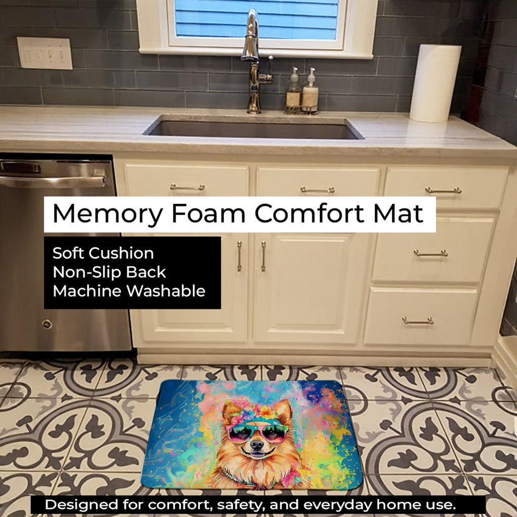 Pomeranian Hippie Dawg Memory Foam Kitchen Mat Machine Washable Anti-Fatigue Cushion Comfort Bath or Kitchen Rug