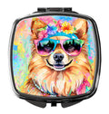 Pomeranian Hippie Dawg Compact Mirror Decorative Travel Makeup Mirror for Women Girls Gifts Pocket Makeup Mirror Folding Handheld