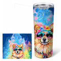 Pomeranian Hippie Dawg Stainless Steel Skinny Tumbler 20 oz Vacuum Double Walled Reusable Insulated Travel Cup