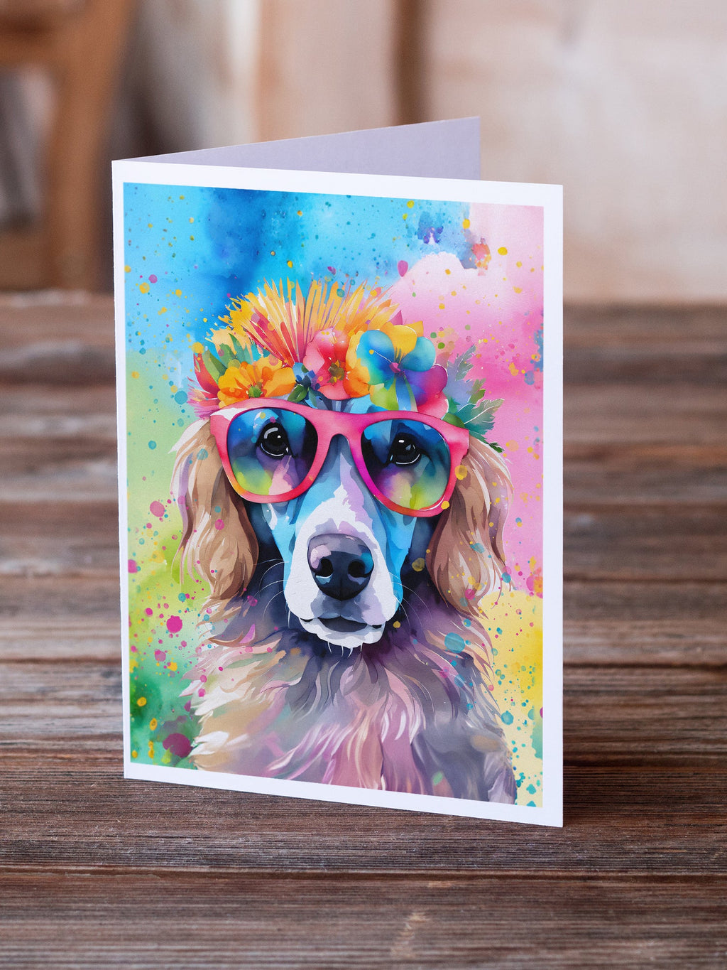 Poodle Hippie Dawg Greeting Cards Pack of 8 Blank Cards with Envelopes Whimsical A7 Size 5x7