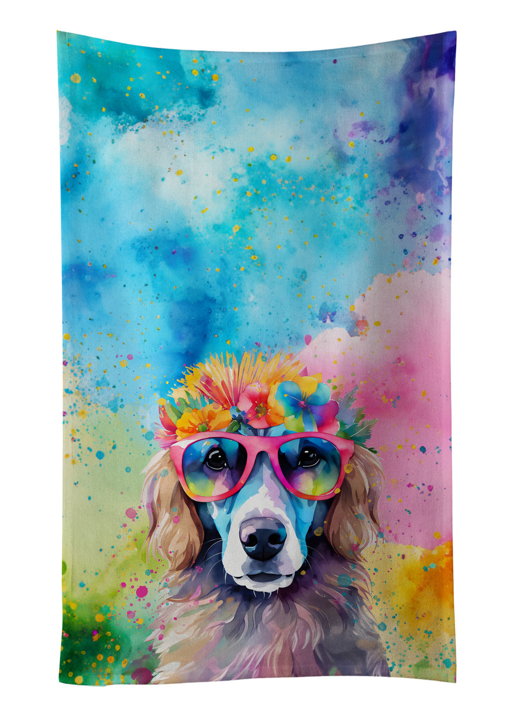 Poodle Hippie Dawg Kitchen Towel Velour Plush Front and Cotton Loop Back Machine Washable