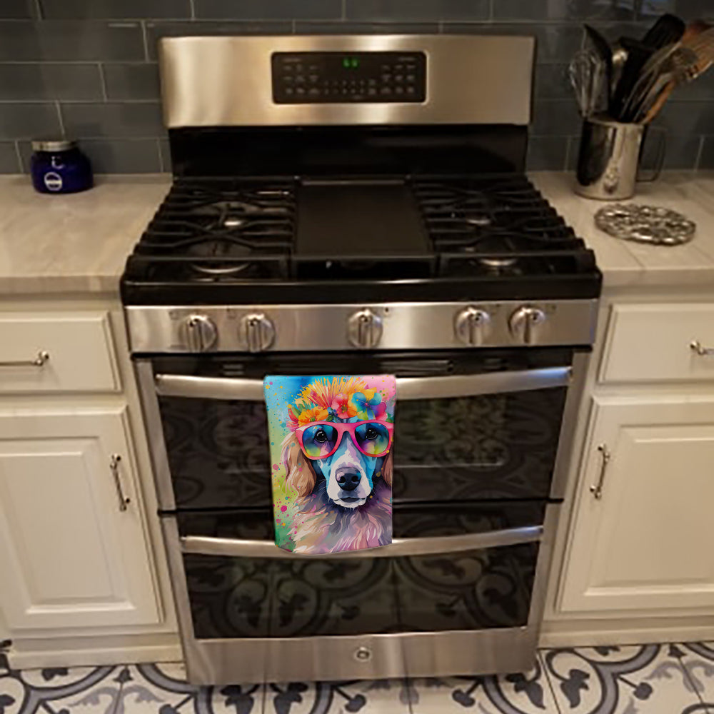 Poodle Hippie Dawg Kitchen Towel Velour Plush Front and Cotton Loop Back Machine Washable