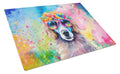 Poodle Hippie Dawg Cutting Board Tempered Glass Kitchen Cutting Surface, Heat Resistant Chopping, Non-Slip Feet, Food Prep & Serving
