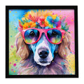 Poodle Hippie Dawg Framed Metal Print Bathroom, Kitchen, Office, Home Decor Wall Art Ready to Hang, Square, 8X8