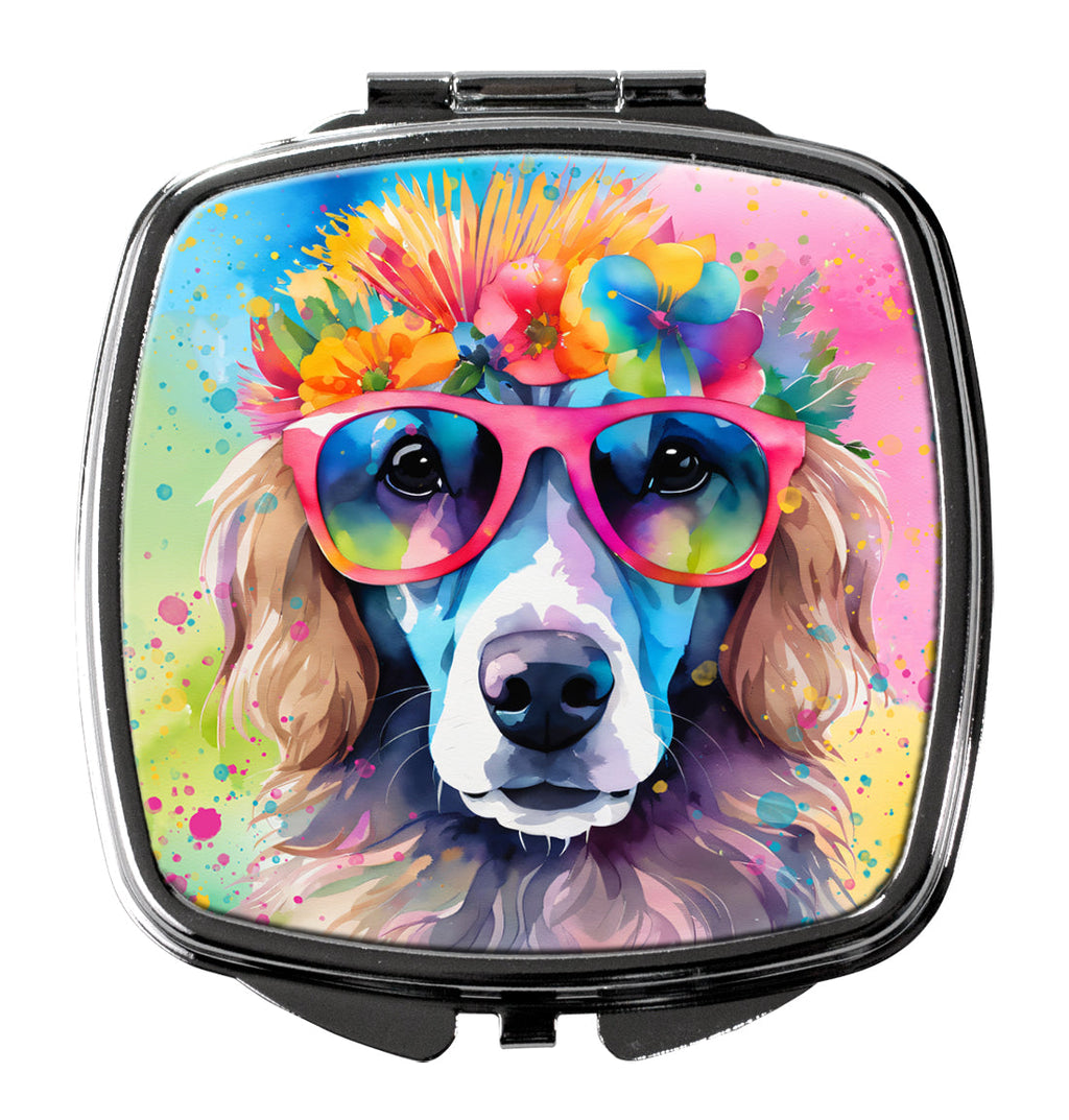 Poodle Hippie Dawg Compact Mirror Decorative Travel Makeup Mirror for Women Girls Gifts Pocket Makeup Mirror Folding Handheld