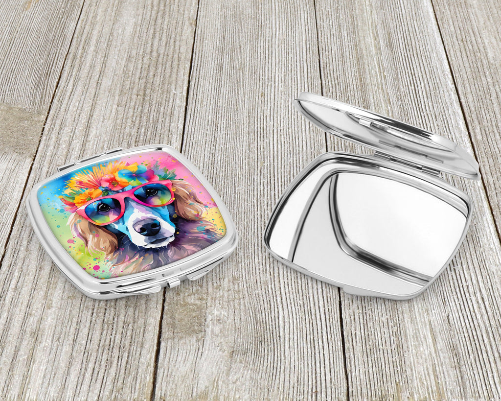 Poodle Hippie Dawg Compact Mirror Decorative Travel Makeup Mirror for Women Girls Gifts Pocket Makeup Mirror Folding Handheld