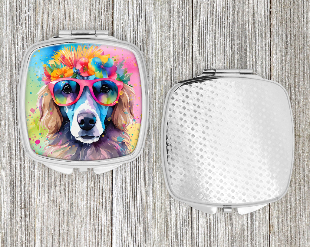 Poodle Hippie Dawg Compact Mirror Decorative Travel Makeup Mirror for Women Girls Gifts Pocket Makeup Mirror Folding Handheld