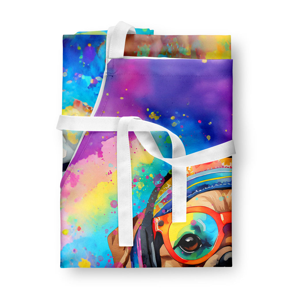 Pug Hippie Dawg Apron Cooking Kitchen Server Baking Crafts Gardening for Adult Women Men, Unisex, Large, Multicolor