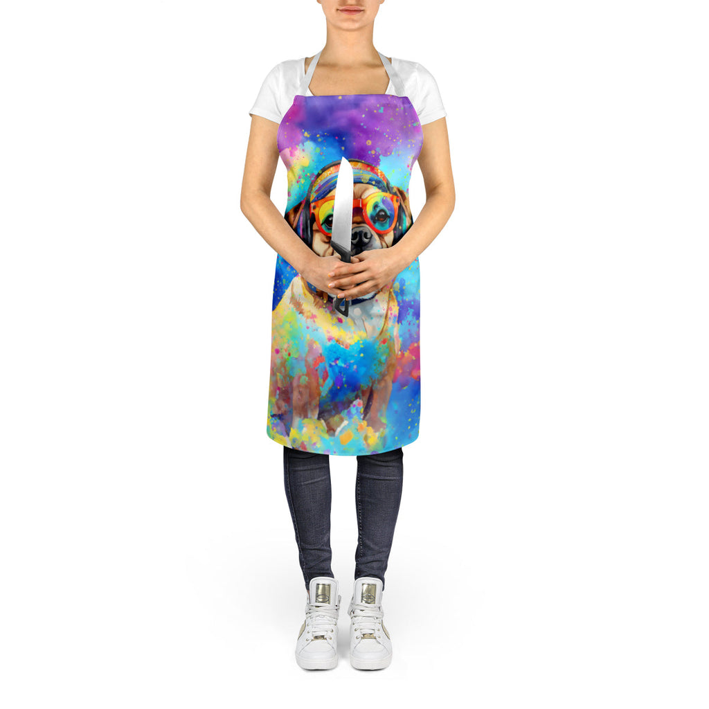 Pug Hippie Dawg Apron Cooking Kitchen Server Baking Crafts Gardening for Adult Women Men, Unisex, Large, Multicolor