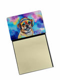 Pug Hippie Dawg Watercolor Sticky Note Holder Refillable Dispenser Desk Accessory 3x3 Pad Gift