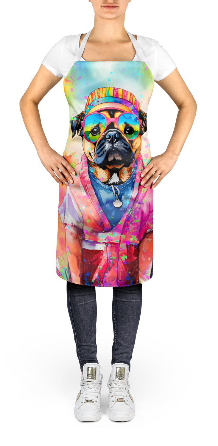 Pug Hippie Dawg Apron Cooking Kitchen Server Baking Crafts Gardening for Adult Women Men, Unisex, Large, Multicolor