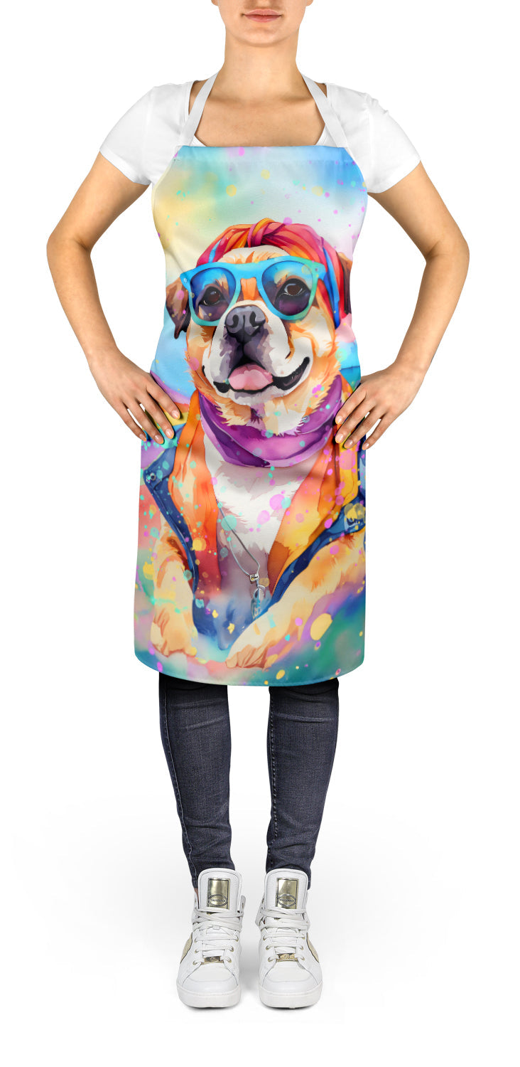 Pug Hippie Dawg Apron Cooking Kitchen Server Baking Crafts Gardening for Adult Women Men, Unisex, Large, Multicolor