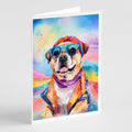 Pug Hippie Dawg Greeting Cards Pack of 8 Blank Cards with Envelopes Whimsical A7 Size 5x7