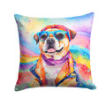 Pug Hippie Dawg Decorative Throw Pillow 14x14 Indoor Outdoor Accent Cushion, Fabric Cover with Insert for Sofa, Bed, Porch & Living Room