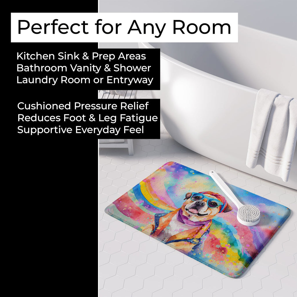 Pug Hippie Dawg Memory Foam Kitchen Mat Machine Washable Anti-Fatigue Cushion Comfort Bath or Kitchen Rug
