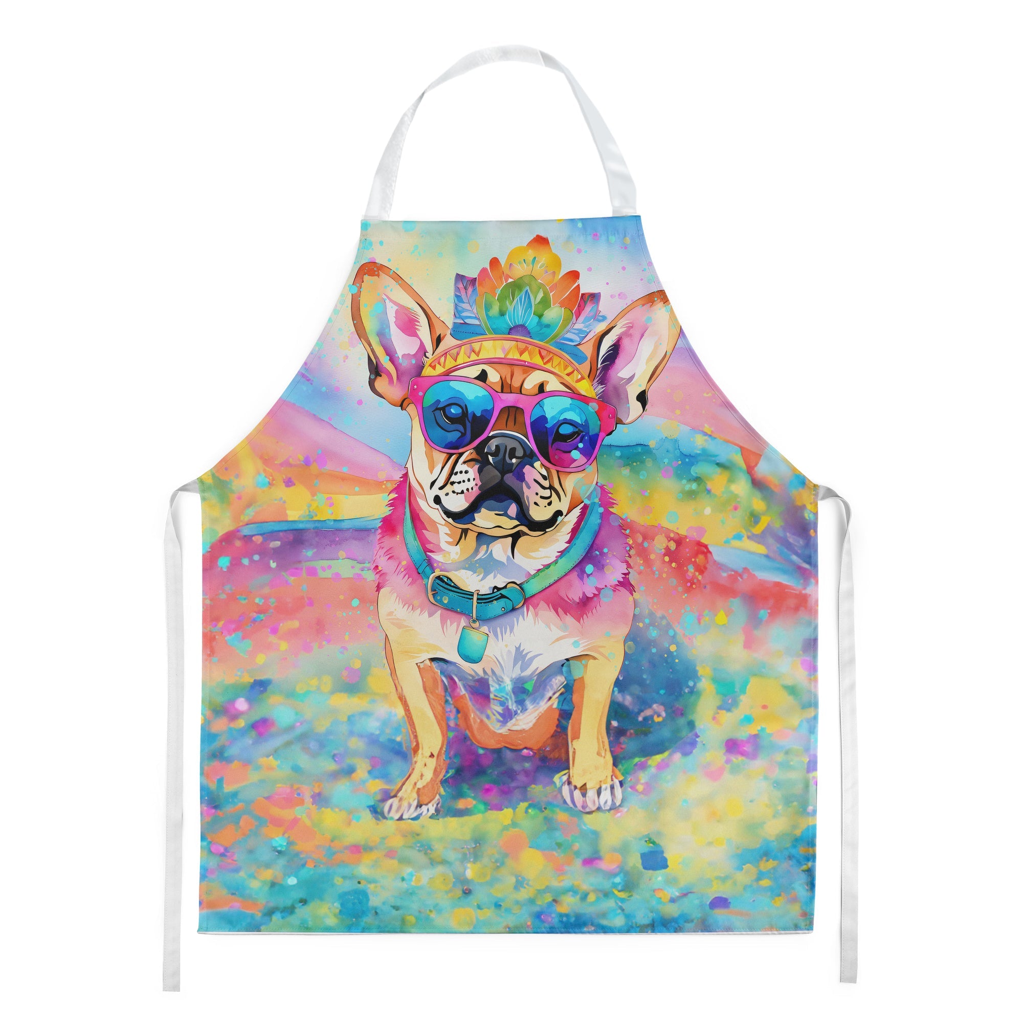 Pug Hippie Dawg Apron Cooking Kitchen Server Baking Crafts Gardening for Adult Women Men, Unisex, Large, Multicolor