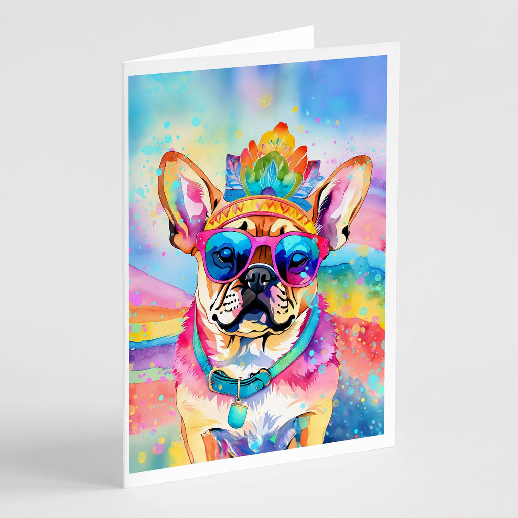 Pug Hippie Dawg Greeting Cards Pack of 8 Blank Cards with Envelopes Whimsical A7 Size 5x7