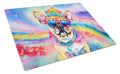 Pug Hippie Dawg Cutting Board Tempered Glass Kitchen Cutting Surface, Heat Resistant Chopping, Non-Slip Feet, Food Prep & Serving