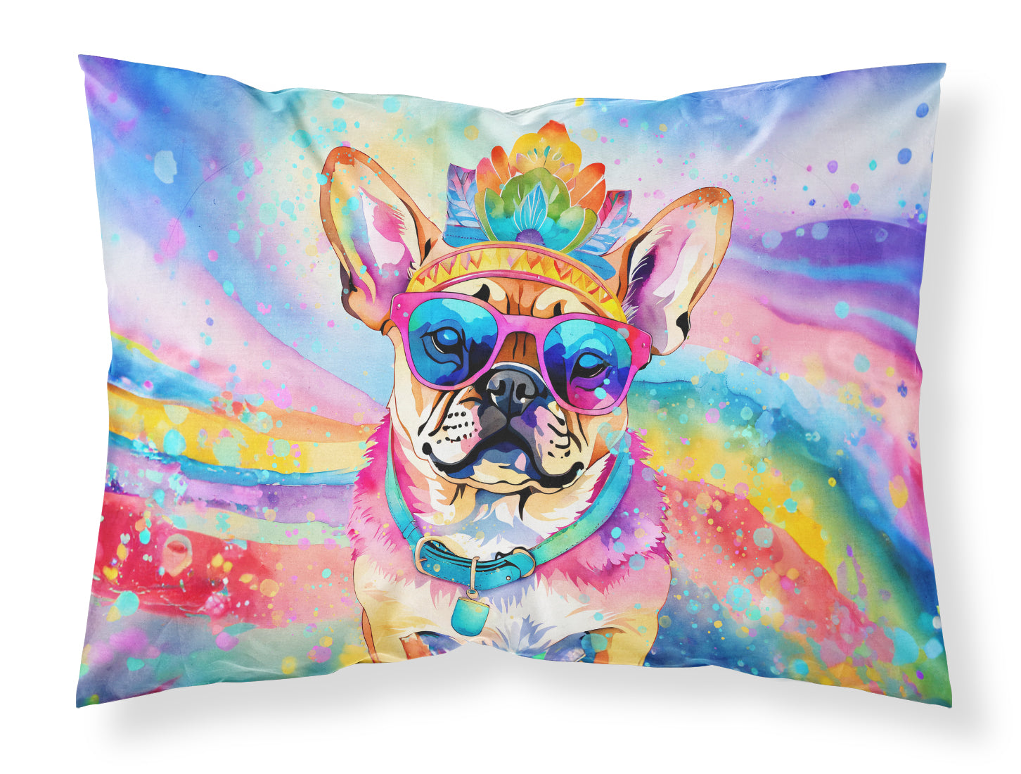 Pug Hippie Dawg Standard Pillowcase Lightweight Super Soft Easy Care Decorative Artwork Pillowcase, Standard