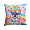 Pug Hippie Dawg Decorative Throw Pillow 14x14 Indoor Outdoor Accent Cushion, Fabric Cover with Insert for Sofa, Bed, Porch & Living Room