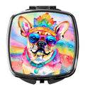 Pug Hippie Dawg Compact Mirror Decorative Travel Makeup Mirror for Women Girls Gifts Pocket Makeup Mirror Folding Handheld