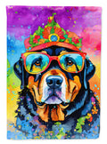 Rottweiler Hippie Dawg House Flag 28x40 Porch Sleeve Pole Decorative Outside Yard Banner Artwork Wall Hanging, Polyester