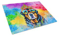 Rottweiler Hippie Dawg Cutting Board Tempered Glass Kitchen Cutting Surface, Heat Resistant Chopping, Non-Slip Feet, Food Prep & Serving