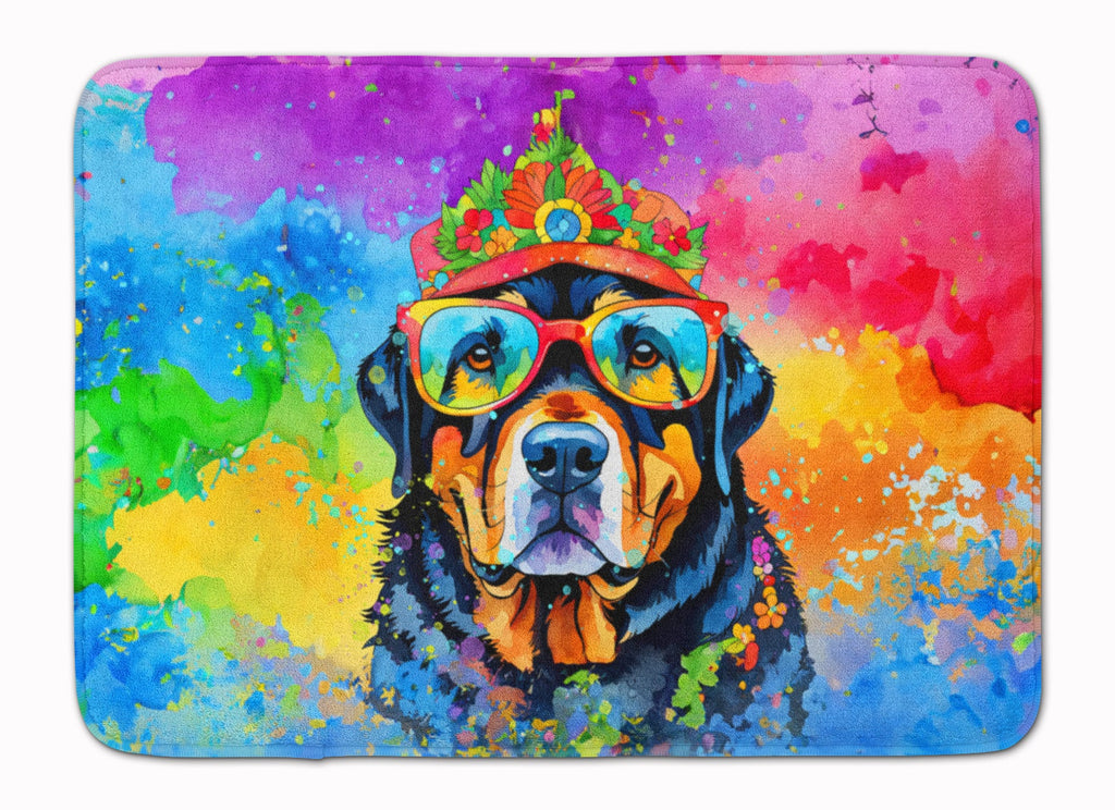 Rottweiler Hippie Dawg Memory Foam Kitchen Mat Machine Washable Anti-Fatigue Cushion Comfort Bath or Kitchen Rug