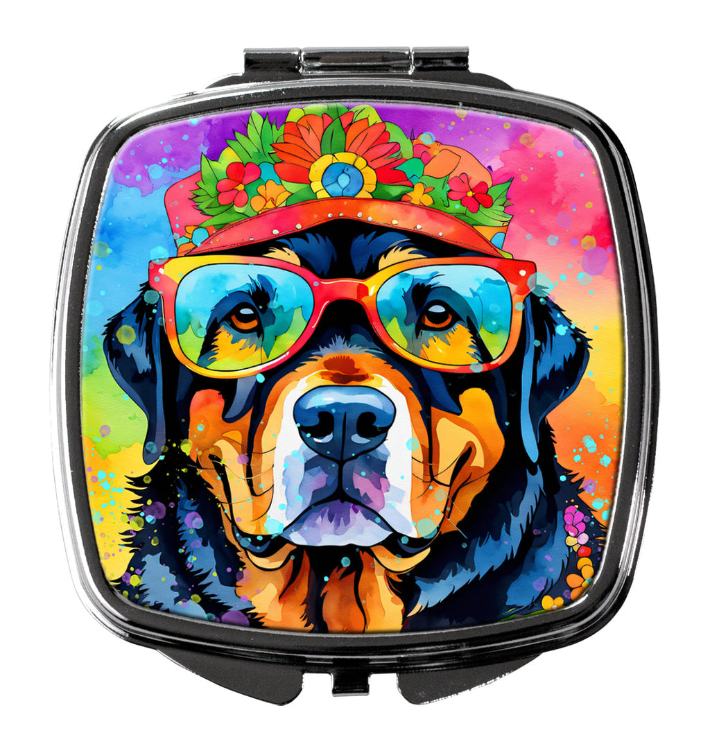 Rottweiler Hippie Dawg Compact Mirror Decorative Travel Makeup Mirror for Women Girls Gifts Pocket Makeup Mirror Folding Handheld