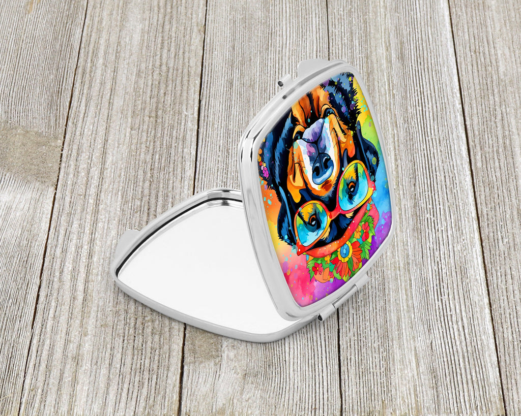 Rottweiler Hippie Dawg Compact Mirror Decorative Travel Makeup Mirror for Women Girls Gifts Pocket Makeup Mirror Folding Handheld