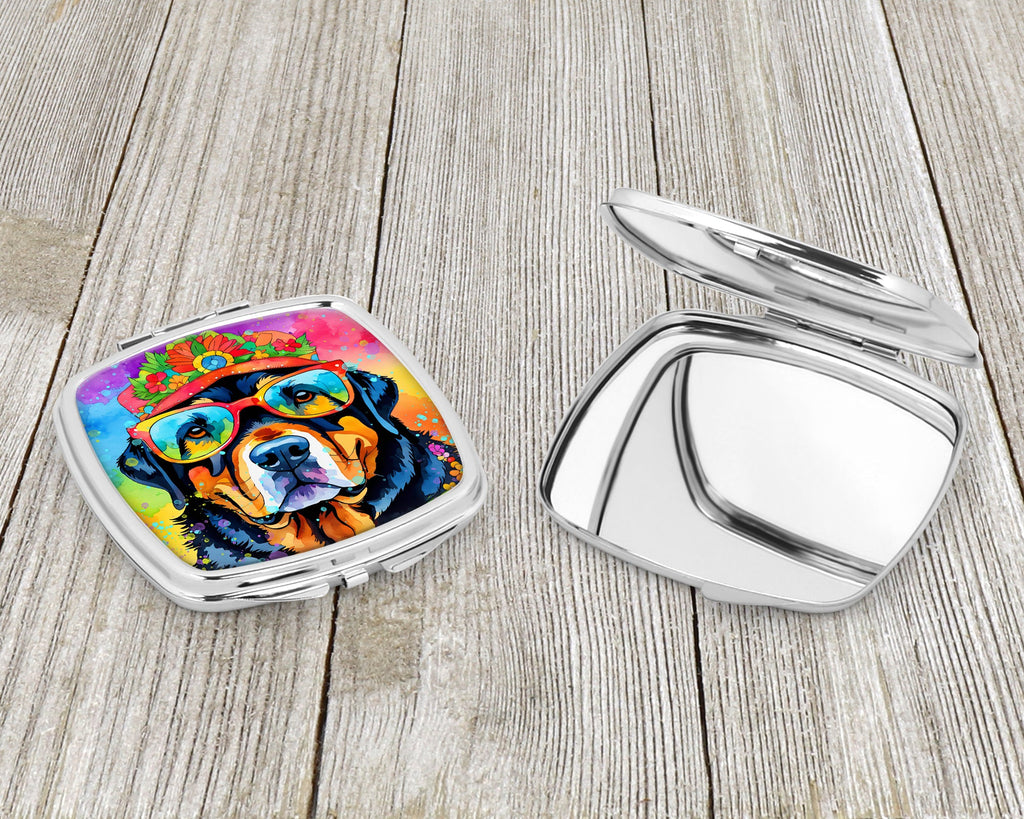 Rottweiler Hippie Dawg Compact Mirror Decorative Travel Makeup Mirror for Women Girls Gifts Pocket Makeup Mirror Folding Handheld