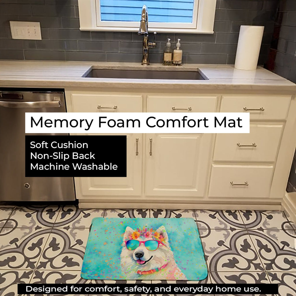 Samoyed Hippie Dawg Memory Foam Kitchen Mat Machine Washable Anti-Fatigue Cushion Comfort Bath or Kitchen Rug