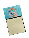 Samoyed Hippie Dawg Watercolor Sticky Note Holder Refillable Dispenser Desk Accessory 3x3 Pad Gift